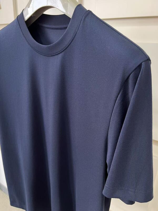 Anpassungsfähige Männer Loose Fit Kurzärmel Top Komfortabel Vintage Stil Einfache feste Farbe Casual Wear