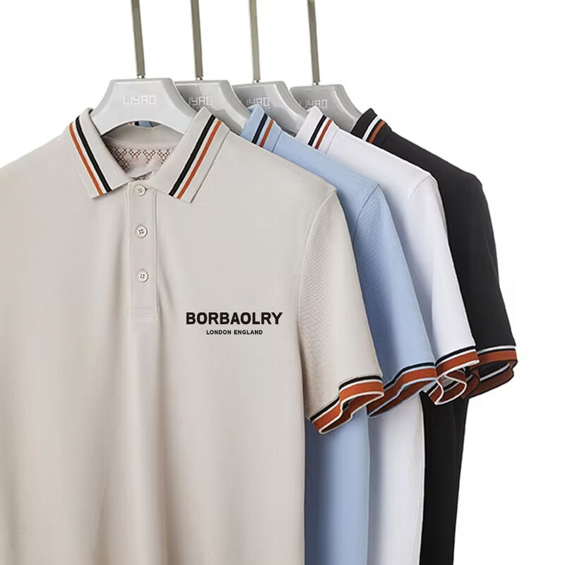 Individuell bedruckbare, schnell trocknende, gestreifte Kurzarm-Poloshirts im neuesten Design für Herren mit Aufdruck