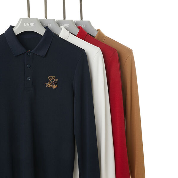 Hohe Elastizität Hautfreundliches Mode Einfaches Baumwoll Langarm Bekleidung T-Shirts Herrenbekleidung Poloshirts Hohe Qualität