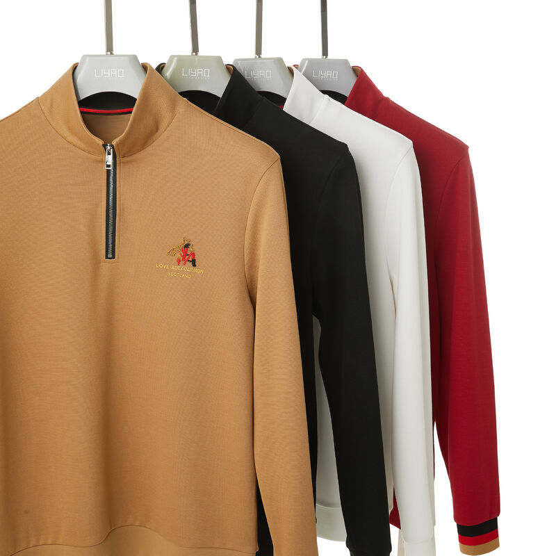 Anti-Falten Anti-Pilling Lässige Business Alltagskleidung Stehkragen Langarm Halb Reißverschluss Baumwoll Hoodie Hochwertige Sweatshirts