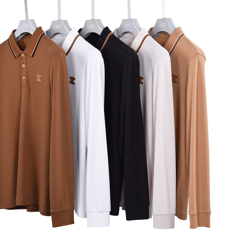 Hot-Selling Design Anti-Pilling Plain Farbe Neue Langärme Polo Shirts Kontrastkragen Design Custom Logo
