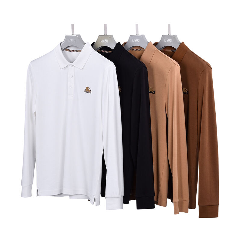 Hochwertiges, individuell besticktes Baumwoll-Polohemd mit Firmenlogo, Langarm-Poloshirt für Herren