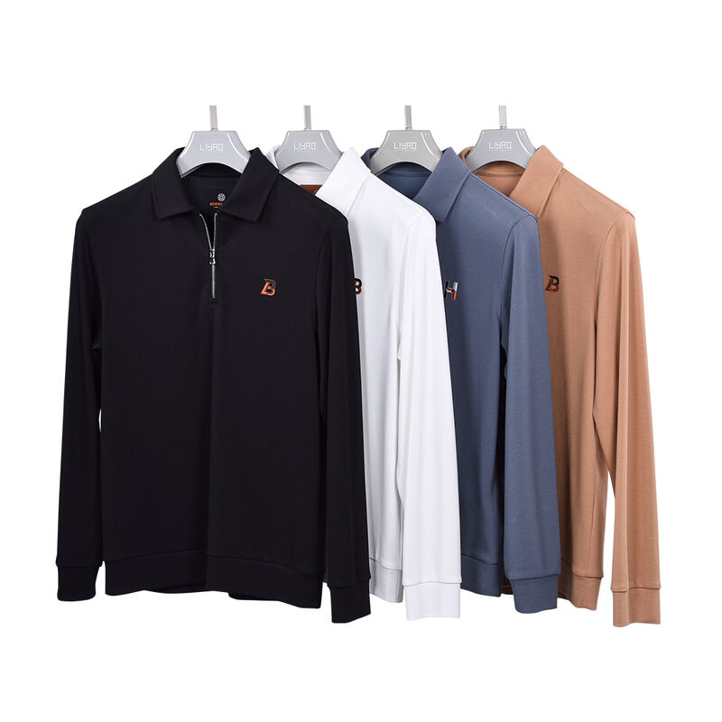 280 Gramm Casual Long Sleeve Zipper-up angepasst mit Farb-Polo-T-Shirts für Männer