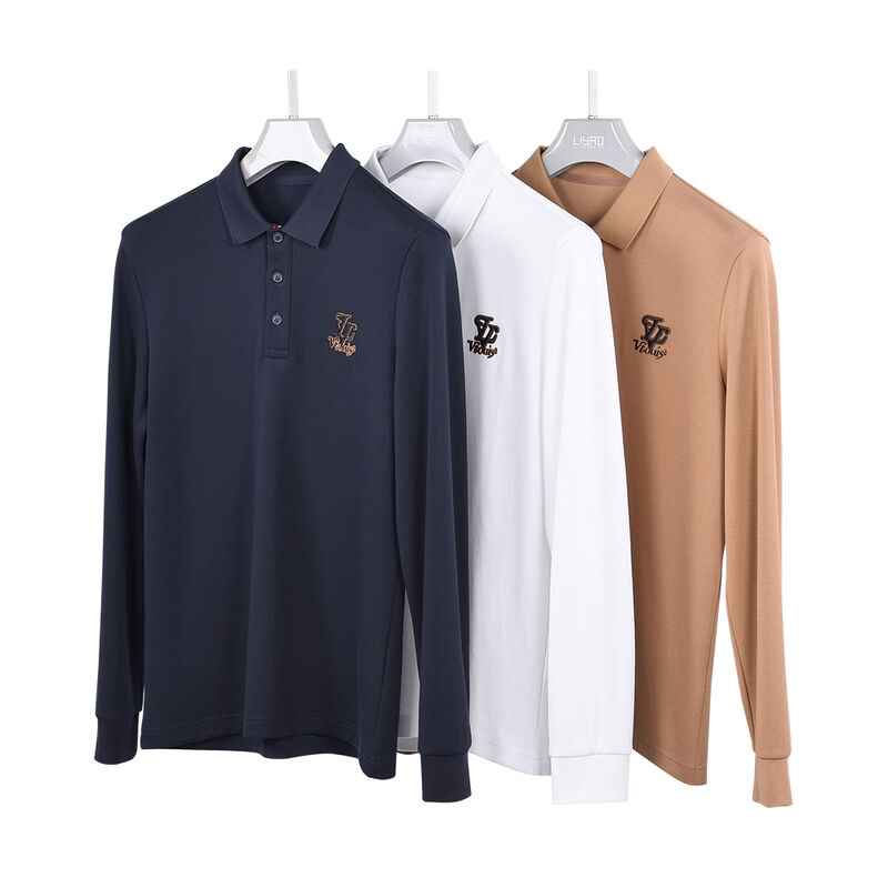 Offizielle Großhandel Custom Logo unterschiedliche Farbe Kragen Polo Shirt Good Gewirkt Langärme Polo Shirt Herbst-Winter Stickerei