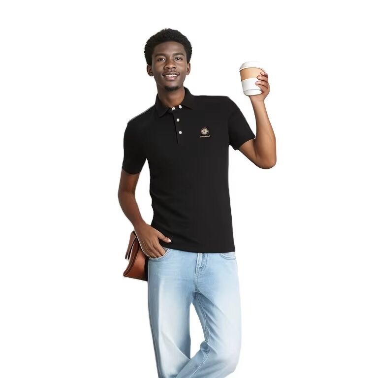 Neues Design Großhandel kundenspezifische schnell trocknende atmungsaktive Baumwolle schwarze Herren-Pullover-Poloshirts