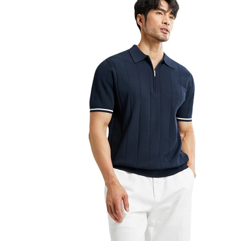 Neue Stilvolle Mode Kurzärme Casual Reißverschluss Gewebtes Polo Shirt Einfaches Weiches Atmung Business Polo Custom Shirt