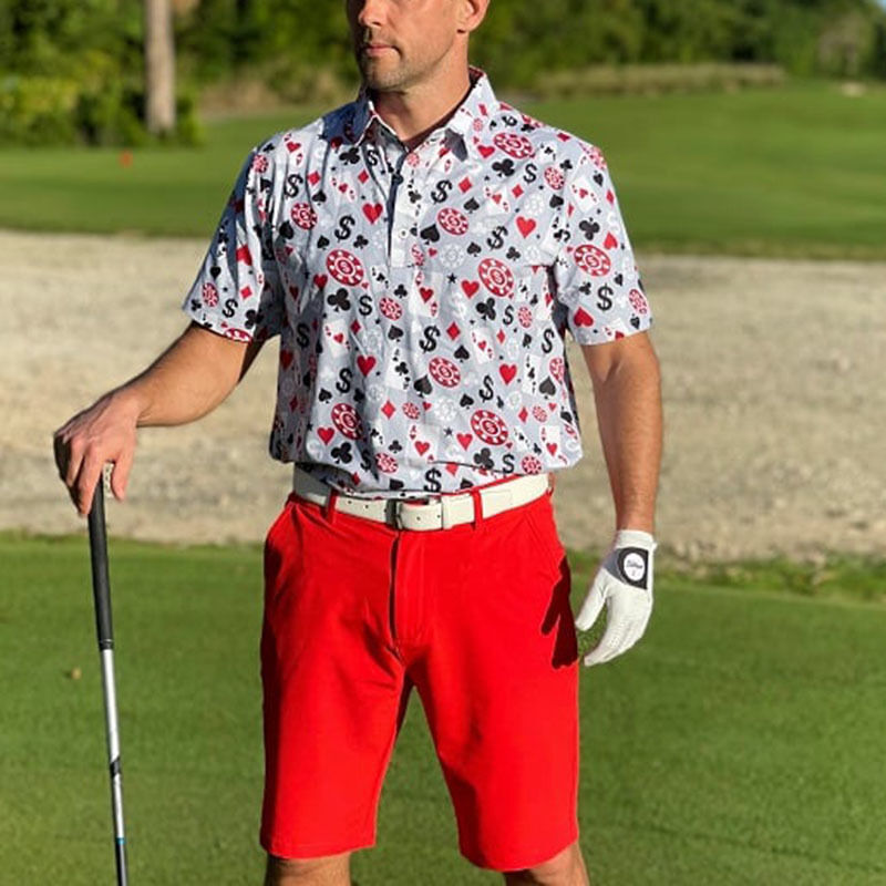 OEM Hochwertiges Herren Poker Black Jack Golf Kurzarm 4-Wege-Stretch Leichtes, schnell trocknendes Golf-Poloshirt mit individuellem Logo