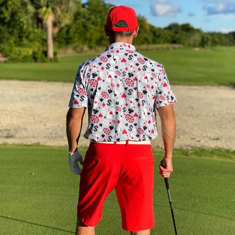 OEM Hochwertiges Herren Poker Black Jack Golf Kurzarm 4-Wege-Stretch Leichtes, schnell trocknendes Golf-Poloshirt mit individuellem Logo