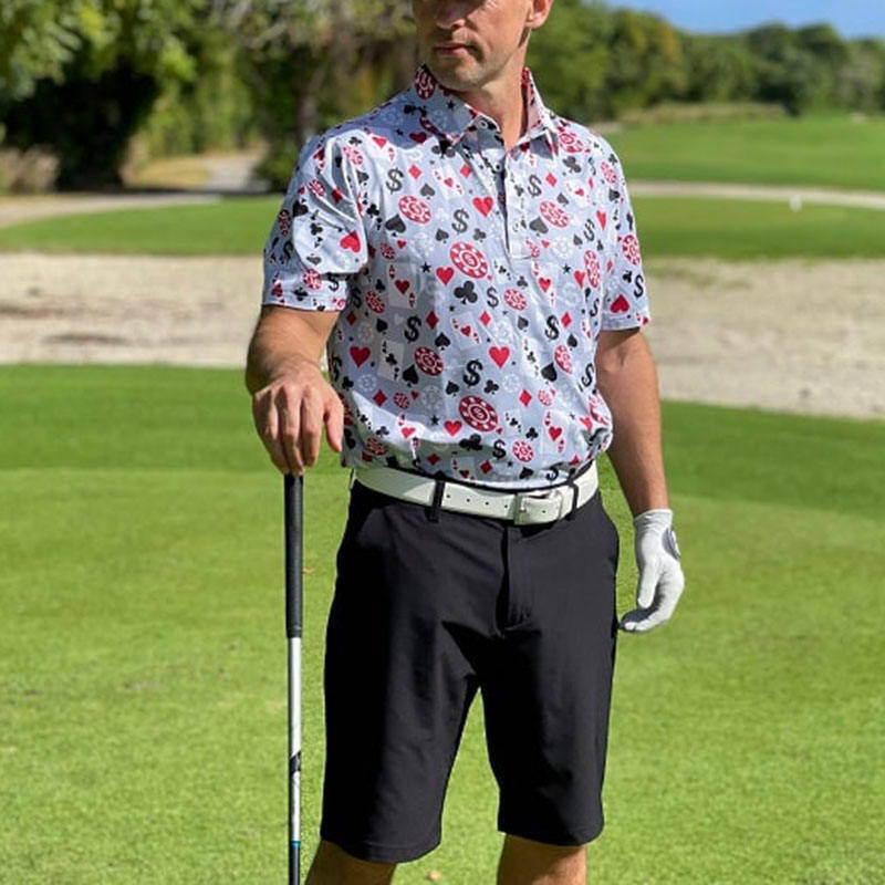 OEM Hochwertiges Herren Poker Black Jack Golf Kurzarm 4-Wege-Stretch Leichtes, schnell trocknendes Golf-Poloshirt mit individuellem Logo