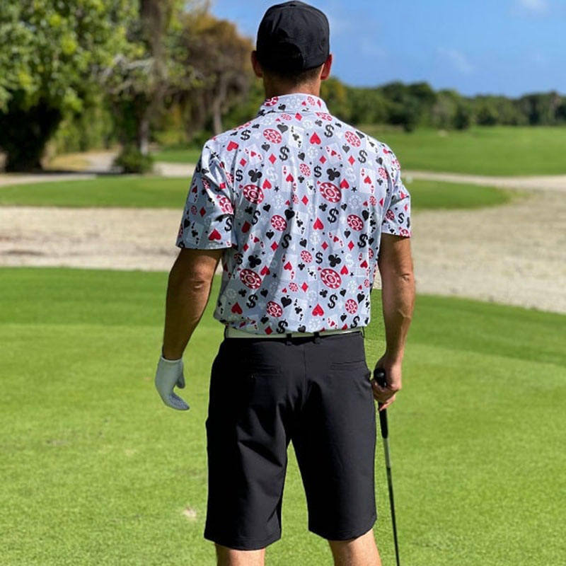 OEM Hochwertiges Herren Poker Black Jack Golf Kurzarm 4-Wege-Stretch Leichtes, schnell trocknendes Golf-Poloshirt mit individuellem Logo