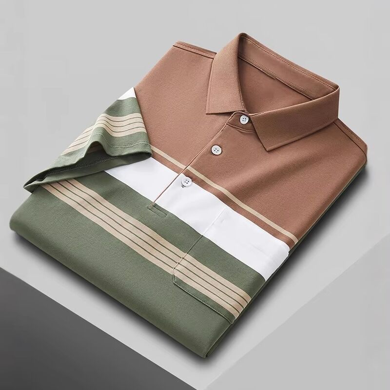 Sommer Business Polo-Shirt mit kurzem Ärmeln Herren T-Shirt mit dünnem Lapel Business Casual Trend