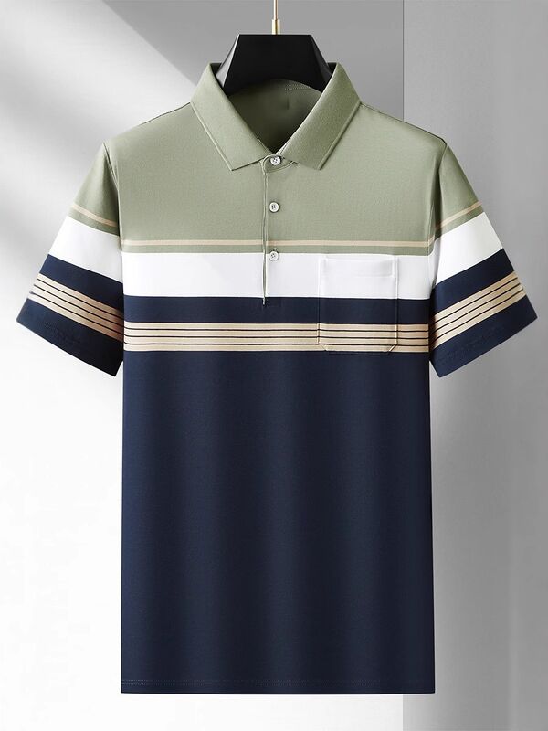 Sommer Business Polo-Shirt mit kurzem Ärmeln Herren T-Shirt mit dünnem Lapel Business Casual Trend