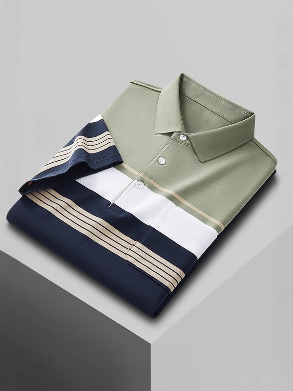 Sommer Business Polo-Shirt mit kurzem Ärmeln Herren T-Shirt mit dünnem Lapel Business Casual Trend