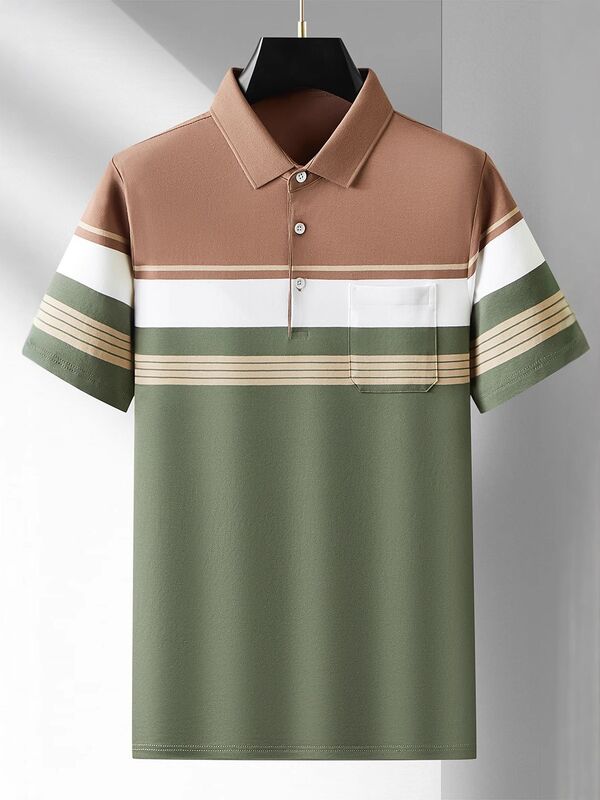 Sommer Business Polo-Shirt mit kurzem Ärmeln Herren T-Shirt mit dünnem Lapel Business Casual Trend