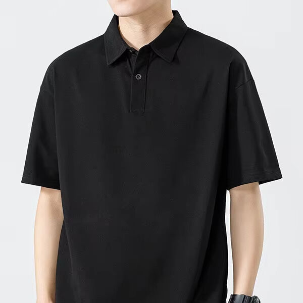 Männer-Hongkong-Stil Sommer Schwergewicht Anti-Mikrobielle Kühle Gefühl Solid Farbe Einfache Polo Shirt Kurz