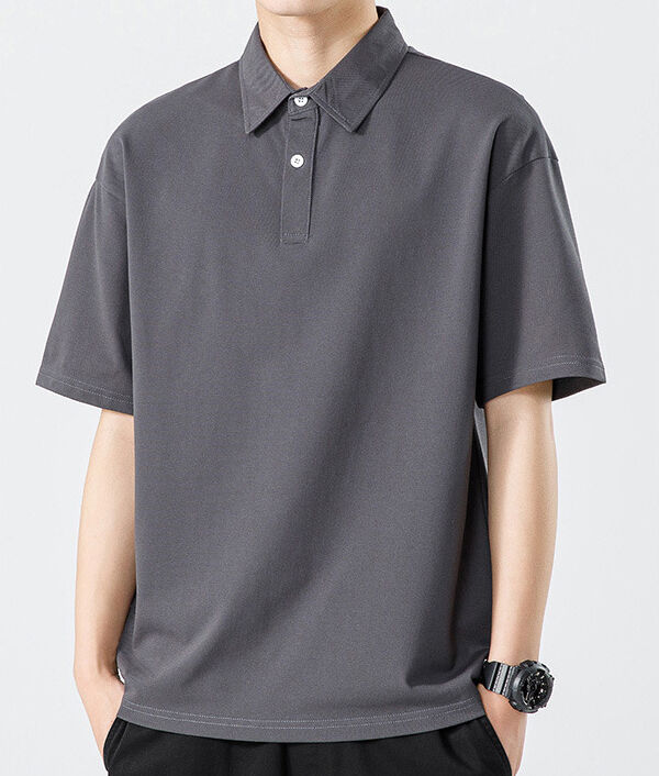 Männer-Hongkong-Stil Sommer Schwergewicht Anti-Mikrobielle Kühle Gefühl Solid Farbe Einfache Polo Shirt Kurz