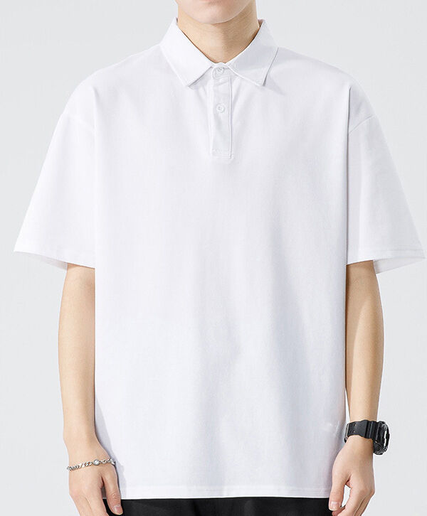 Männer-Hongkong-Stil Sommer Schwergewicht Anti-Mikrobielle Kühle Gefühl Solid Farbe Einfache Polo Shirt Kurz