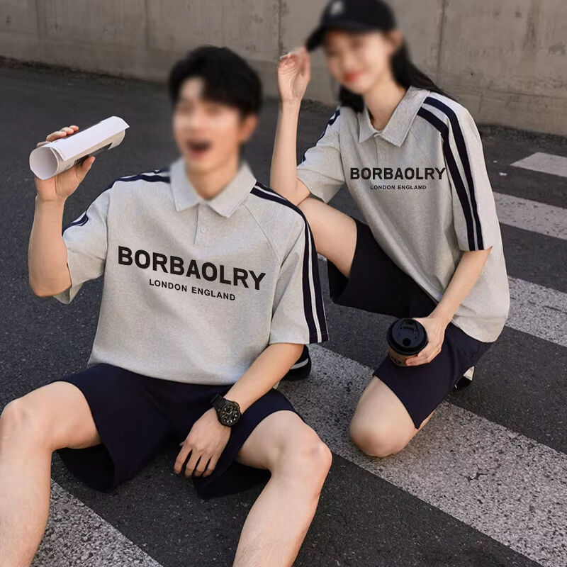 Sommer Herren Kurzarm Poloshirt Amerikanischer High-Street-Stil Kragen Halbarm T-Shirt Stylischer Strickbuchstaben