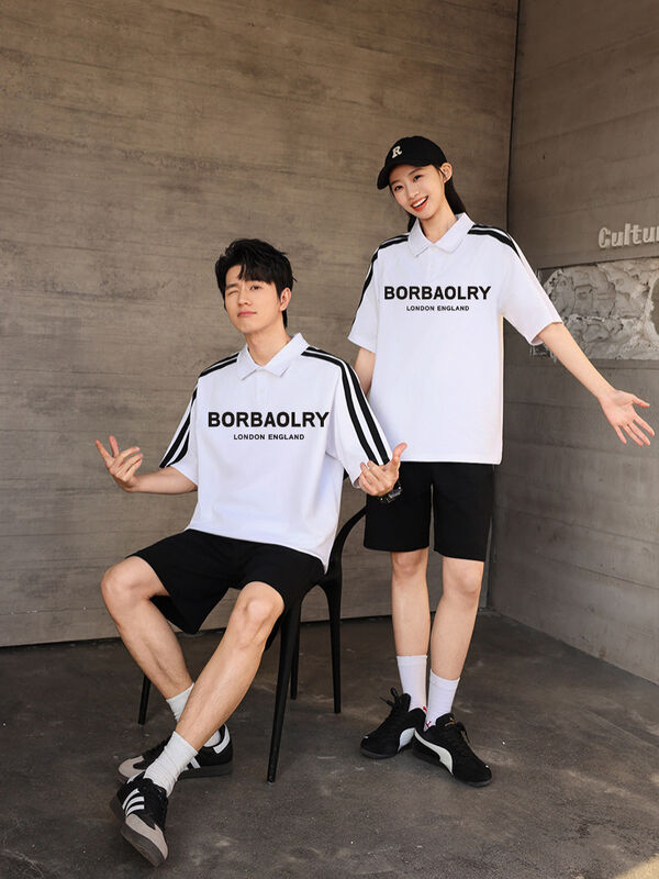 Sommer Herren Kurzarm Poloshirt Amerikanischer High-Street-Stil Kragen Halbarm T-Shirt Stylischer Strickbuchstaben