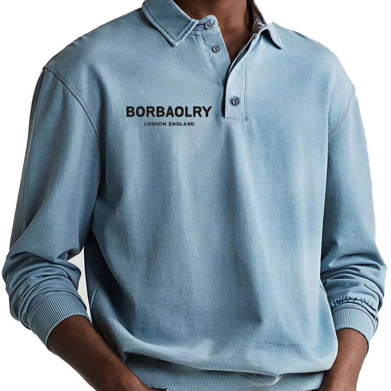 Hochwertiges Baumwoll-Custom-Logo Festgeflechtes Casual-Polo-Shirt Großhandel Schnelle Trockene Sport-Männer Langärme Polo-Shirts