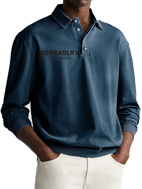 Hochwertiges Baumwoll-Custom-Logo Festgeflechtes Casual-Polo-Shirt Großhandel Schnelle Trockene Sport-Männer Langärme Polo-Shirts